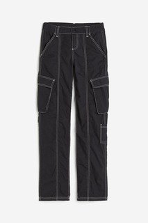 Холщовые брюки-карго H&amp;M, черный H&M