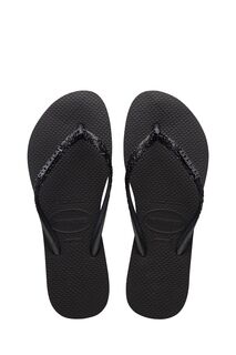 Узкие сланцы с блестками Havaianas, черный