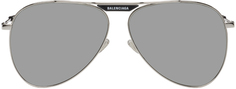 Серебряные блестящие солнцезащитные очки-авиаторы Balenciaga