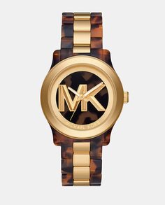 Женские часы Runway MK7354 в черепаховой стали Michael Kors, коричневый