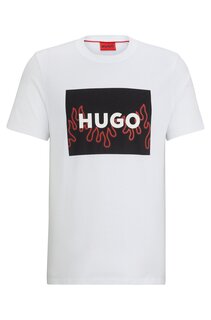 Футболка Hugo Cotton-jersey Regular-fit With Flame Logo, белый