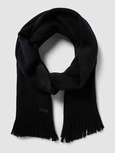 Вязаный шарф с бахромой модель &quot;Альбас&quot; BOSS, черный
