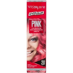 Яркая профессиональная полуперманентная краска для волос — розовая, увлажняющая и блестящая, держится до 20 стирок, Vitalcare