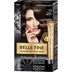 Крем-краска для волос Belle&apos;Fine Velvet Brown с кератином, аргановым, миндальным и оливковым маслом
