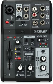 3-канальный микшер Yamaha AG03 Mk2 и аудиоинтерфейс USB — черный