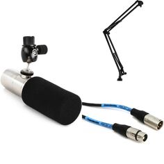 Комплект конденсаторного вещательного микрофона Earthworks ETHOS с настольной стойкой и кабелем — серебристый