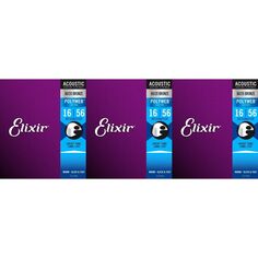 Струны Elixir Strings 11125 Polyweb 80/20 Bronze для акустической гитары — резонатор .016-.056 (3 шт.)