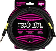 Новый Ernie Ball P06423 Удлинительный кабель для наушников TRS «папа» 1/4 дюйма и гнездо TRS 3,5 мм — 20 футов