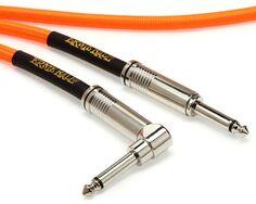 Ernie Ball P06084 Плетеный инструментальный кабель с прямым и прямым углом — 18 футов, неоновый оранжевый