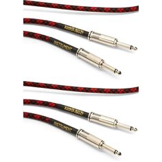 Новый Ernie Ball P06396 Плетеный инструментальный кабель от прямого к прямому — 18 футов, красный и черный (2 шт.)