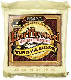 Струны для акустической гитары Ernie Ball 3069 Earthwood 80/20, бронза — .028-.042 Folk Nylon Factory (3 шт.)