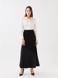 Женская юбка с рисунком и эластичной резинкой на талии LCW Grace, новый черный