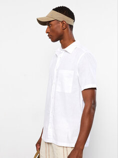 Мужская рубашка из поплина стандартного кроя с короткими рукавами LCW Casual, буксе белый