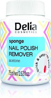 Жидкость для снятия лака с ацетоном, спонж, 75 мл Delia Cosmetics