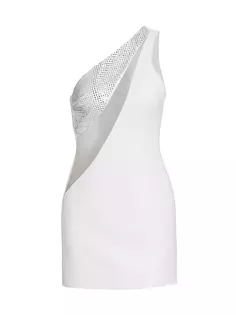 Мини-платье с вырезами, украшенное кристаллами David Koma, цвет white silver