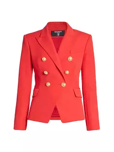 Двубортный шерстяной пиджак Balmain, красный