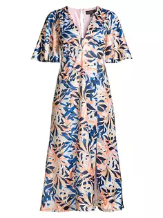 Платье-миди с тропическим принтом Laundry By Shelli Segal, цвет abstract palm