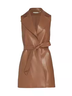 Платье Rozlynn из искусственной кожи с поясом Alice + Olivia, цвет camel