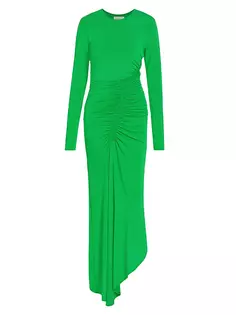 Платье макси Adeline асимметричного кроя со сборками A.L.C., цвет fern