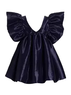 Атласное мини-платье Adri с развевающимися рукавами Kika Vargas, темно-синий