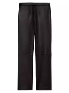 Кожаные брюки прямого кроя со средней посадкой Theory, черный
