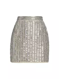 Мини-юбка с раздельными пайетками Mac Duggal, цвет silver