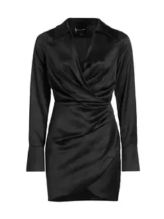 Атласное мини-платье Cece с запахом Line &amp; Dot, черный