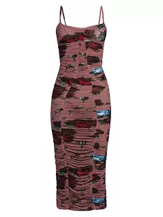 Платье-миди со сборками и цветочным принтом Dolce&amp;Gabbana, цвет rose vintage