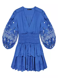 Короткое атласное платье Maje, синий