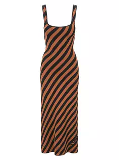 Трикотажное платье макси в полоску Katie Staud, цвет black tan seashore stripe