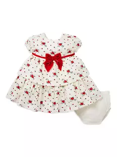 Атласное платье с принтом роз для маленьких девочек Janie And Jack, цвет cream