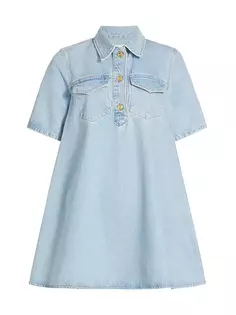 Джинсовое мини-платье с короткими рукавами Ganni, синий