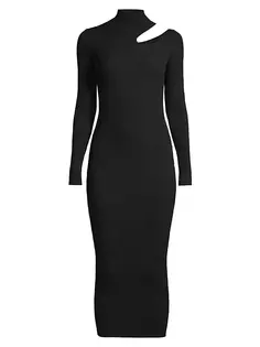 Трикотажное платье миди Ainsley с вырезами Bardot, черный