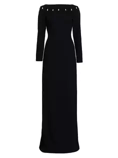Платье с глубоким вырезом на спине, украшенное искусственным жемчугом Lela Rose, черный