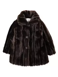 Пальто с капюшоном из искусственного меха для маленьких девочек и девочек Widgeon, цвет choco mink stripe