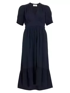 Хлопковое платье миди Brinley с V-образным вырезом Xirena, цвет north star