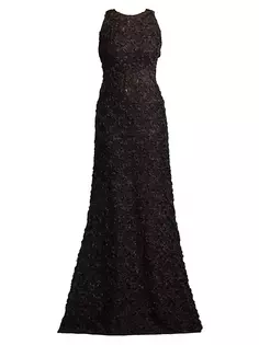 Кружевное платье с цветочным принтом Tadashi Shoji, черный