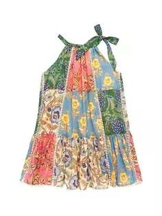 Платье с лямкой на бретельках с принтом Junie для маленьких девочек и девочек в стиле пэчворк Zimmermann Kids, цвет spliced
