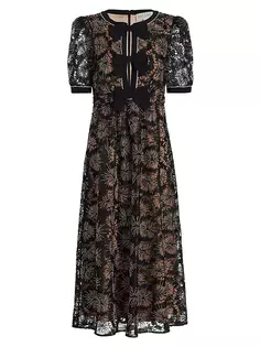 Платье миди Jamie с вышивкой Saloni, черный
