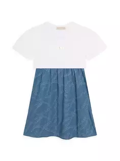 Платье-футболка из шамбре для маленьких девочек и девочек Michael Kors Kids, цвет chambray