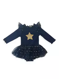 Детское платье-пачка с пайетками и звездами для маленьких девочек Petite Hailey, темно-синий