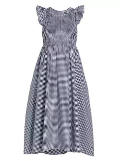 Платье миди в мелкую клетку со сборками Harper Nom Maternity, цвет navy gingham