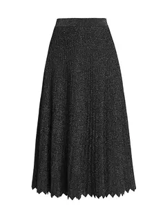 Трикотажная юбка миди цвета металлик Rory Elie Tahari, цвет noir gunmetal lurex