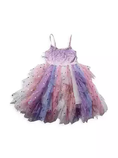 Многоярусное волнистое платье-пачка для маленьких девочек, маленьких девочек и девочек Petite Hailey, фиолетовый