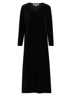 Платье-миди из эластичного бархата Caroline Rose, черный