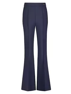 Lola Укороченные расклешенные брюки из эластичного крепа высокой плотности Callas Milano, темно-синий