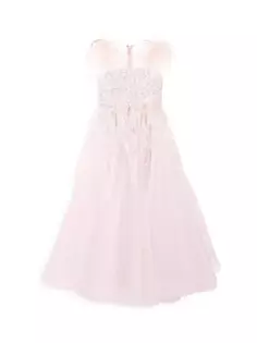 Платье для маленьких девочек, украшенное блестками и отделкой перьями Mac Duggal, цвет rose