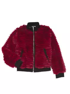 Шикарная куртка из искусственного меха для маленьких девочек и девочек Mia New York, красный