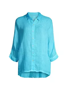 Льняная рубашка на пуговицах 120% Lino, цвет turquoise soft fade