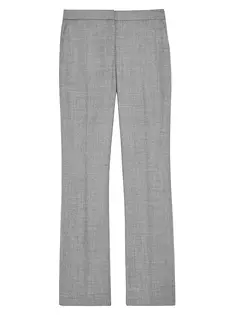 Шерстяные брюки прямого кроя со средней посадкой Theory, цвет new light heather